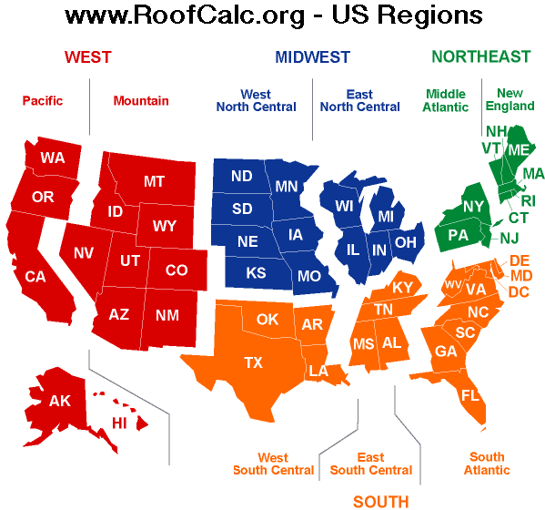 美国四大区域图片