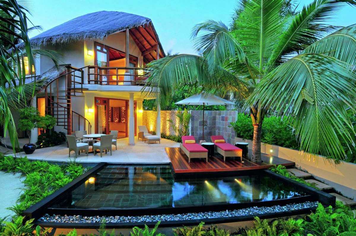 Modern Thatch Roof Tropical Home
