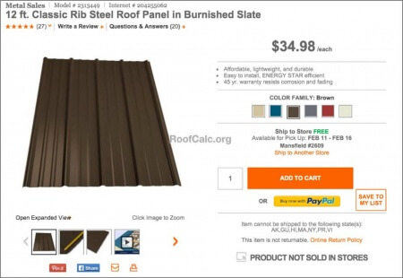  Home Depot Metal Roofing Prices RoofCalc org